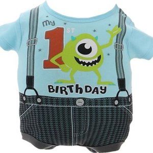 NWT DISNEY BABY MONSTERS INC. MIKE WAZOWSKI "MY 1ST BIRTHDAY" ONE PIECE 9 MTHS.